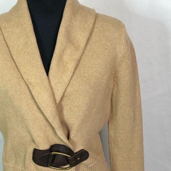 Lauren Ralph Lauren Y2K Buckle-Trim 100% Cotton Knit Cardigan - Women’s SP - Picture 5 of 6